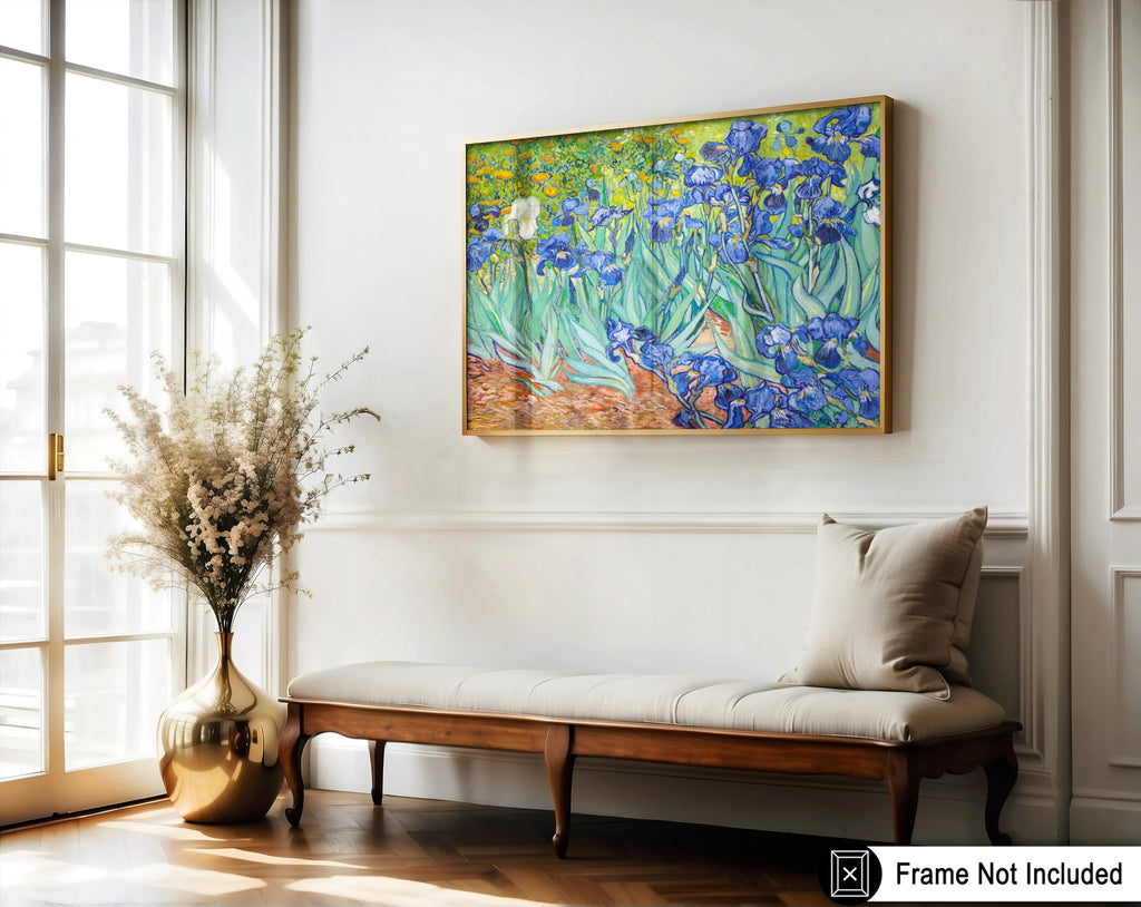 Master Vintage Van Gogh Poster - Retro Impressionism Print - Gift for Artist, Painter - Irises, Garden, Flower, Blue