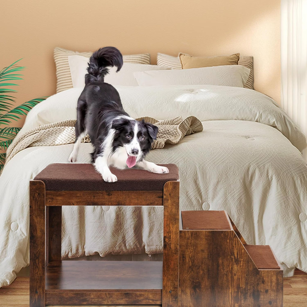 Pet Bunk Bed with Removable Step for Dogs and Cats, Non-Slip Removable Soft Pads, Window Perch