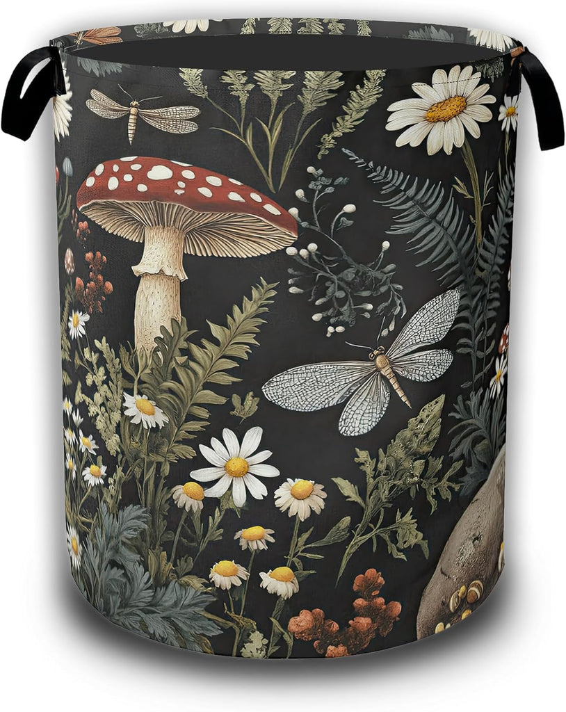 Wild Mushroom Forest Laundry Basket, Laundry Hamper Waterproof Oxford Cloth Tote Collapsible,Clothes Storage Bucket