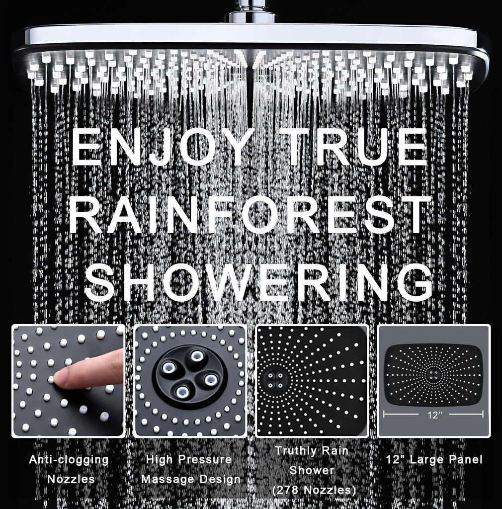 High Pressure Rain Shower Head: Upgrade Shower Heads with Handheld Spray Combo with Fixed Showerhead and 10 Sprays