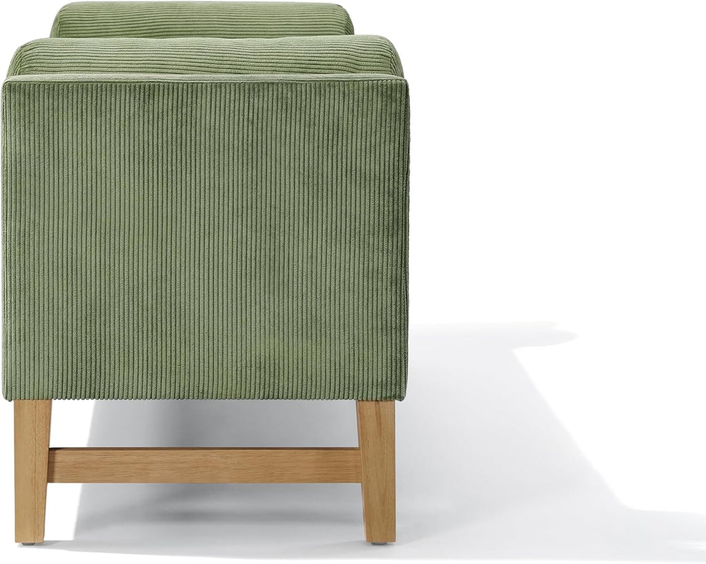 Namo Corduroy Upholstered Ottoman with Storage, Wooden Storage Ottoman Bench with Pillows, Long Entryway Ottoman Foot