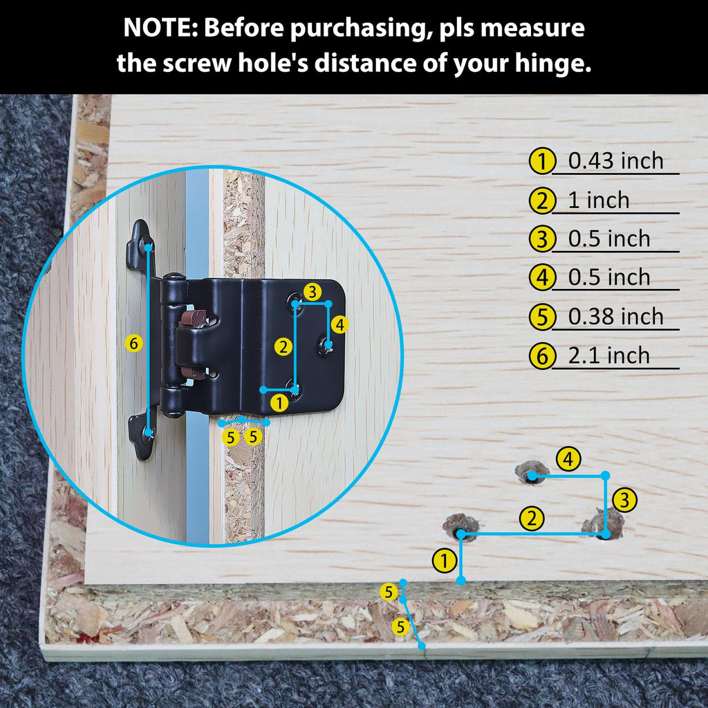 50 Pack (25 Pairs) 3/8" Inset Self Closing Cabinet Hinge Matte Black
