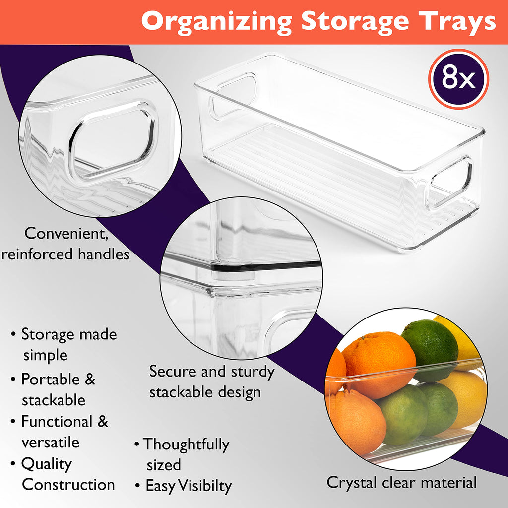 Plastic Pantry Organization and Food Storage Bin, 8 Pack