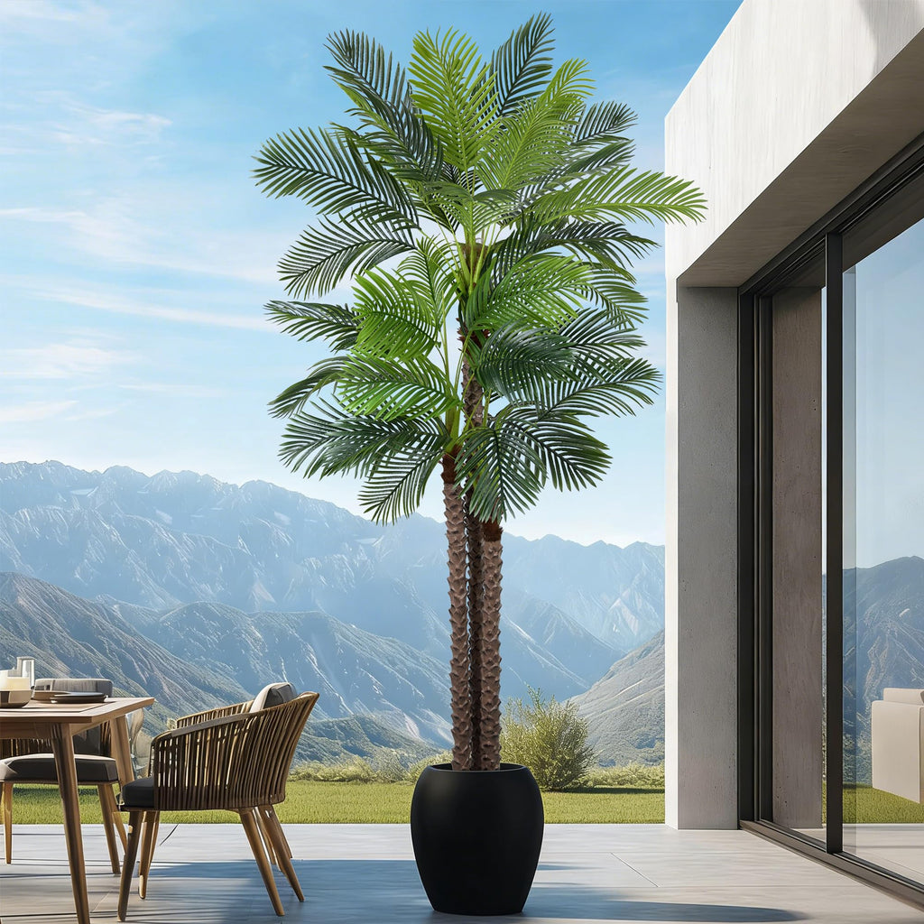 Artificial Triple Phoenix Palm Tree 10ft with 36 Leaves Realistic