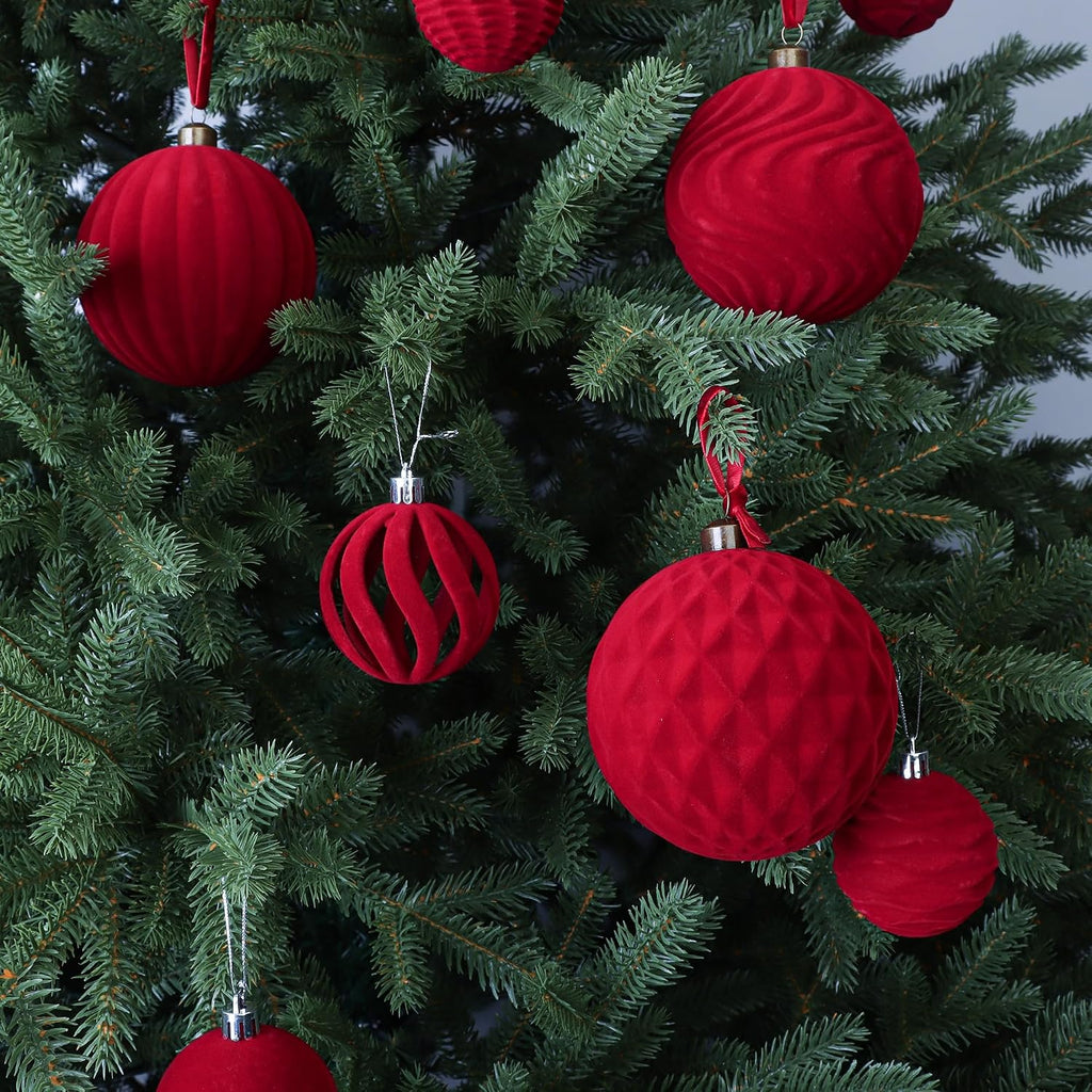 Inch Velvet Christmas Ball Ornaments, Large Tree Decorations, Burgundy, 4 - Set of 4
