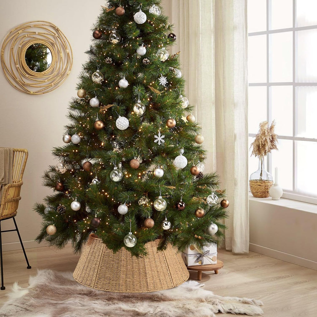 Christmas Tree Collar,24in Woven Christmas Tree Collars for Artificial Trees,Rattan Ring Base Cover Rustic &