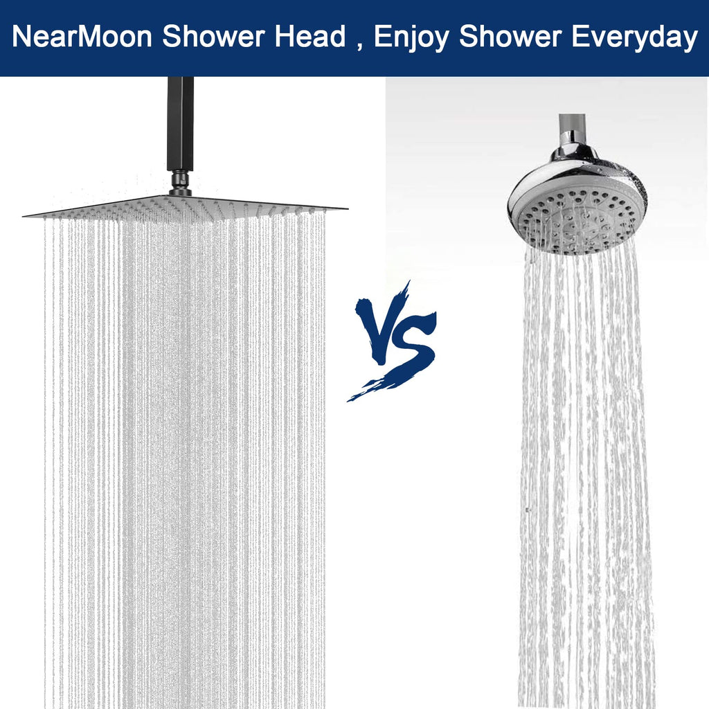 Rain Shower Head With Shower Arm, Ceiling Mount Square Shower, Stainless Steel Ceiling Rainfall Showerhead- Waterfall