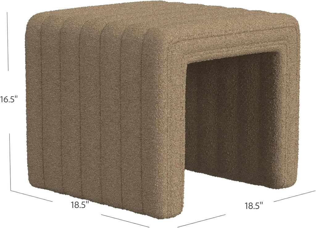 19" Modern Channel Tufted Ottoman - Brown Boucle
