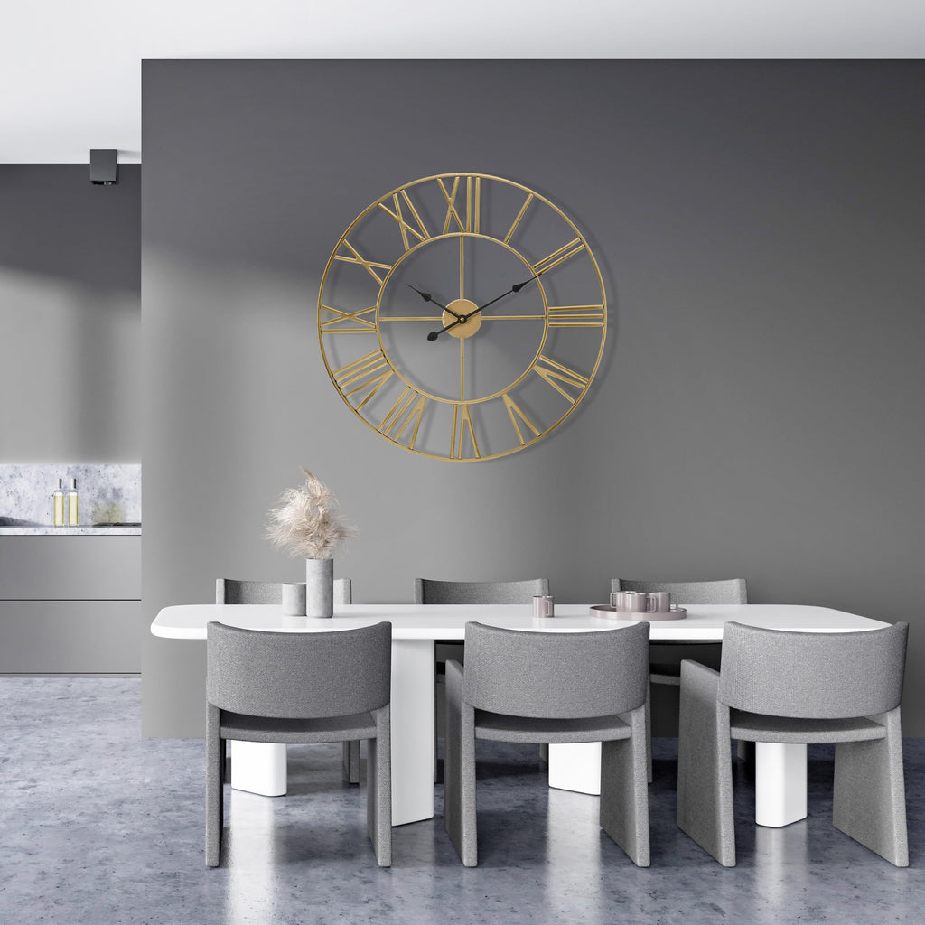 Big Wall Clock, Roman Numeral Decor, Battery Operated (24", Gold)