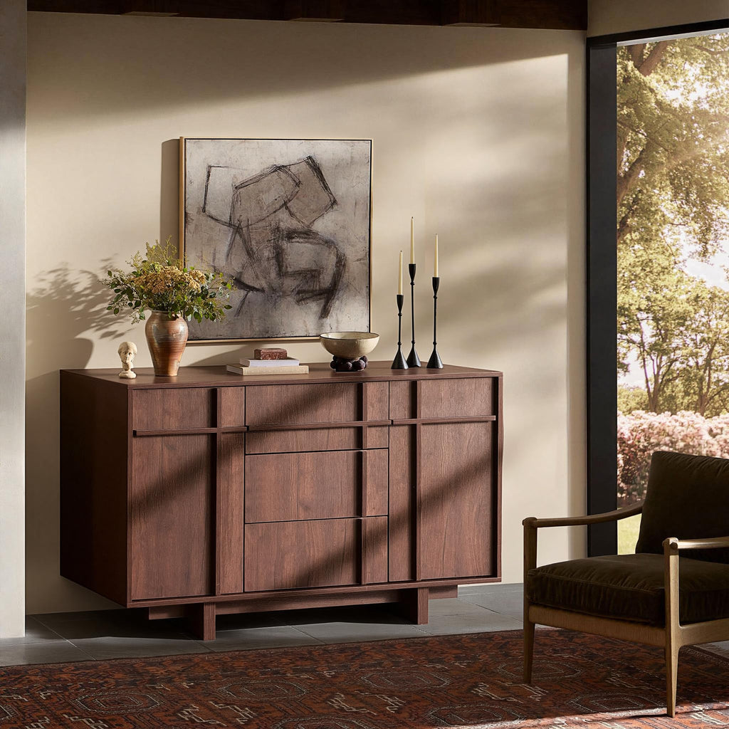 47.2" Buffet Cabinet with Storage, Skeleton Line Design, Walnut