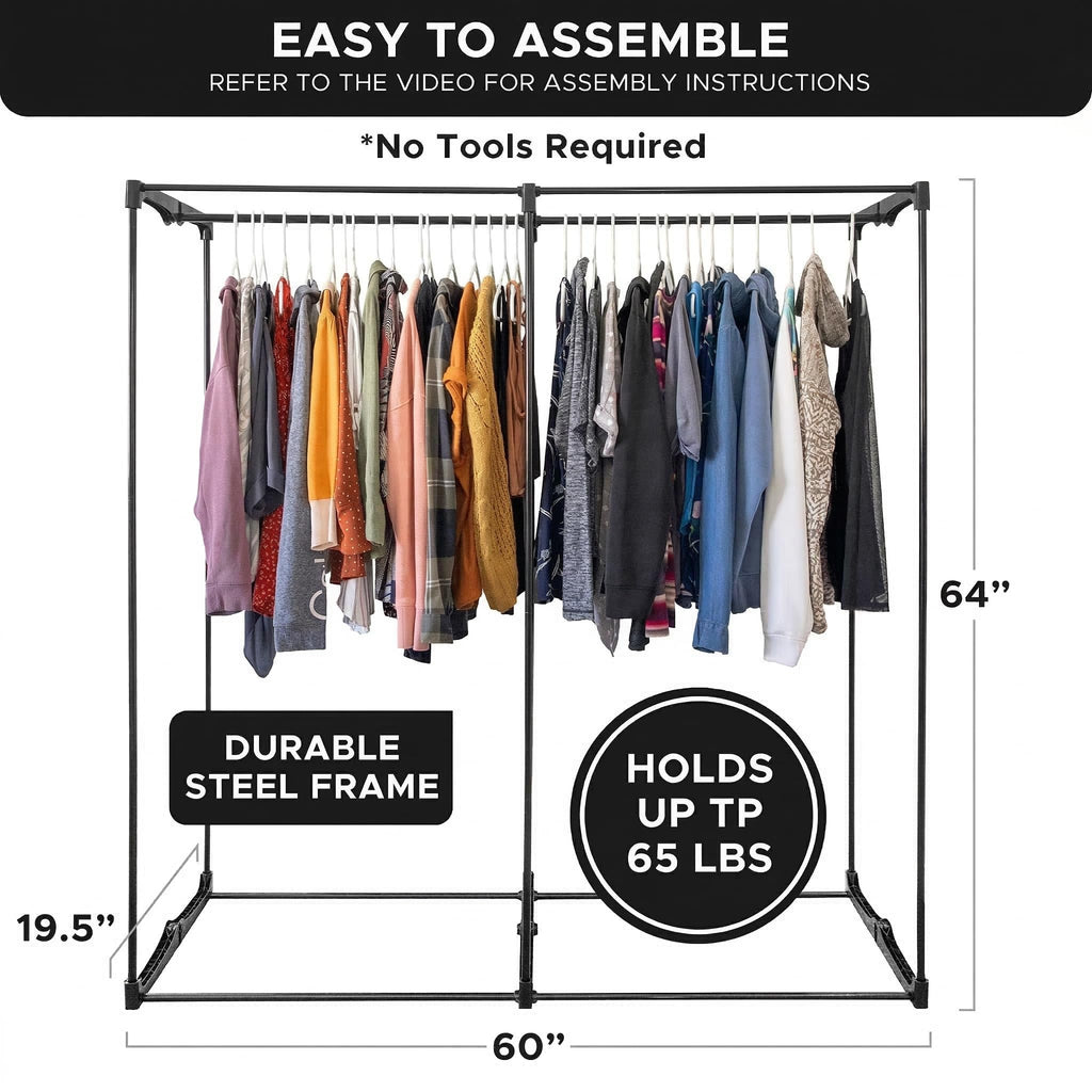 Portable Wardrobe Closet, 65 LBs Large Capacity