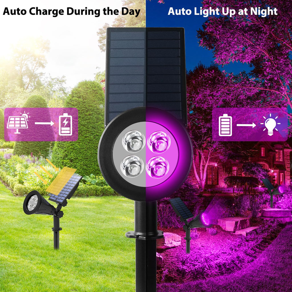 Purple Solar Spot Lights Outdoor, Solar Black Lights Outdoor, 4 Pack