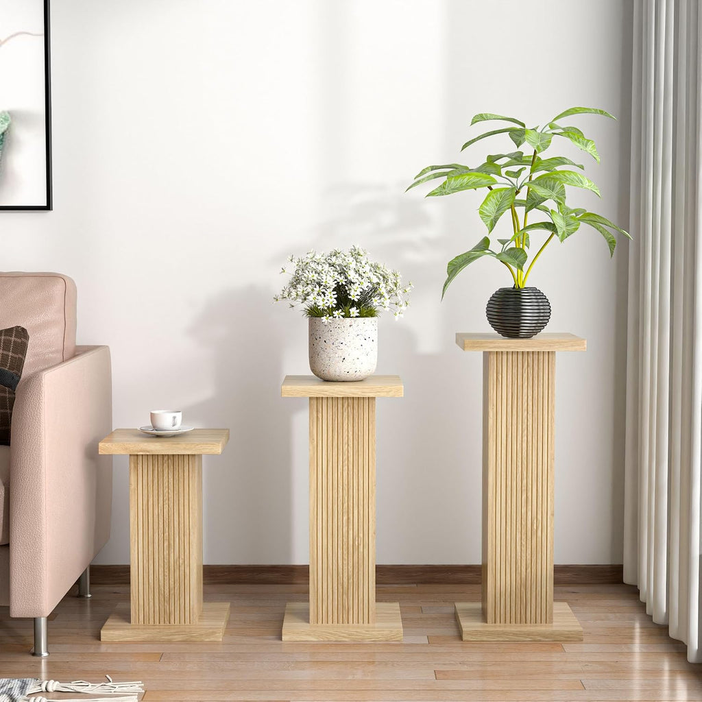 Tall Plant Stand for Indoor,set of 3 Corner Plant Stand for Multiple Plants | Wood Pedestal Stands Flower Party Cake