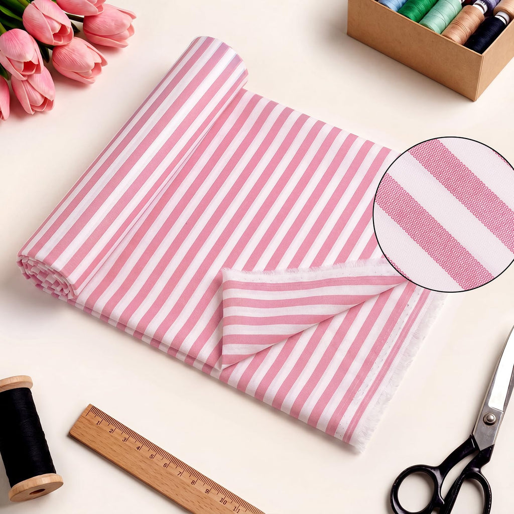 100% Polyester Fabric by The Yard Stripes Print, Lightweight Quilting & Sewing Fabric for Dressmaking, Upholstery &