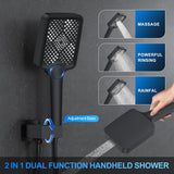 Shower Faucet Set, 12" Ceiling Mount Rainfall Shower System with 12'' Top Head+6'' Side Head and Multi-function