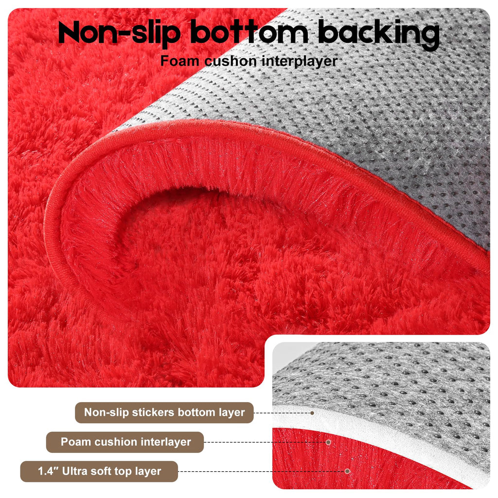 5x7 Rug, Fluffy Large Area Rug, Red