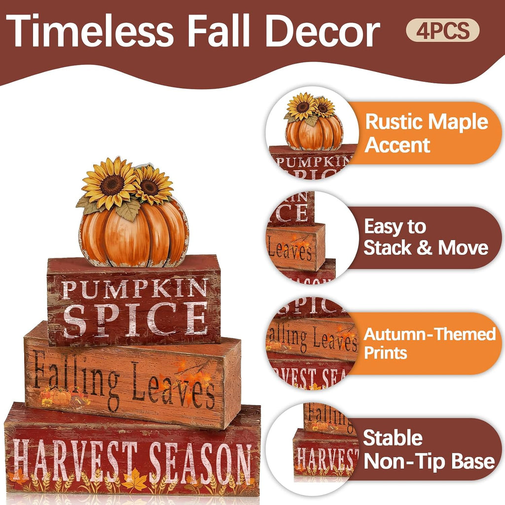 Fall Pumpkin Decor, Fall Decorations - Set of 4