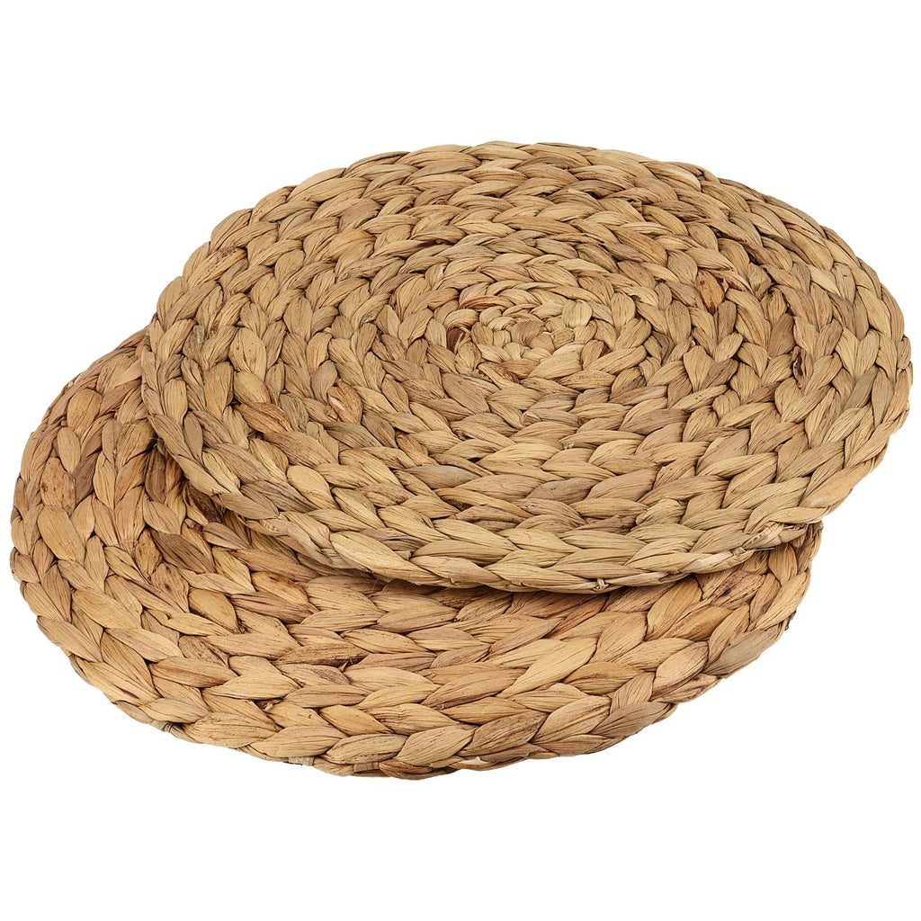 Set of 8 Water Hyacinth Braided Placemat, 13 Inch Round Placemats Rattan Placemats, Natural Wicker Seagrass Rattan