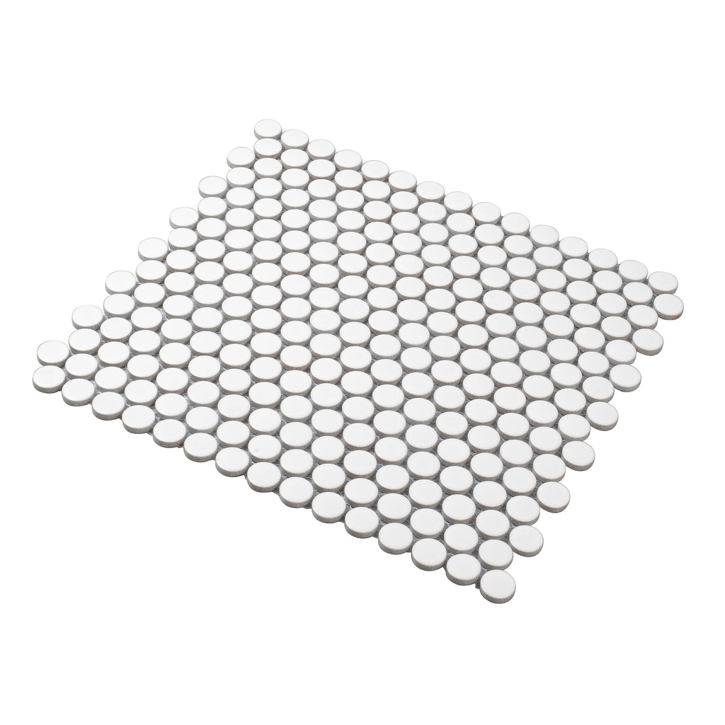 Penny Round Porcelain Tile Pearl White 12x12 Matte 9.87 sq ft/case 10-Pack
