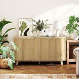 Fluted Sideboard Buffet Cabinet, 55" Modern Accent Console Cabinet with 4 Doors, 2 Adjustable Shelves and 5 Wood Legs