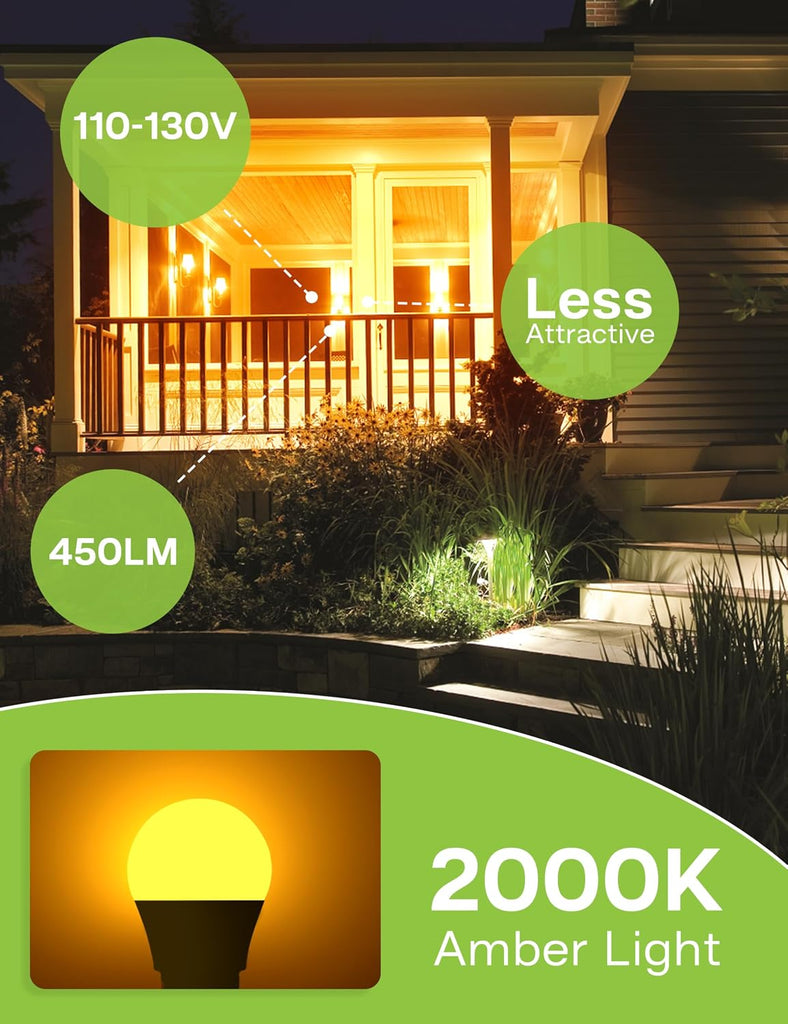 LED Amber Sleep Light Bulbs, A15 40W Equivalent Soft Warm Blue Light Block