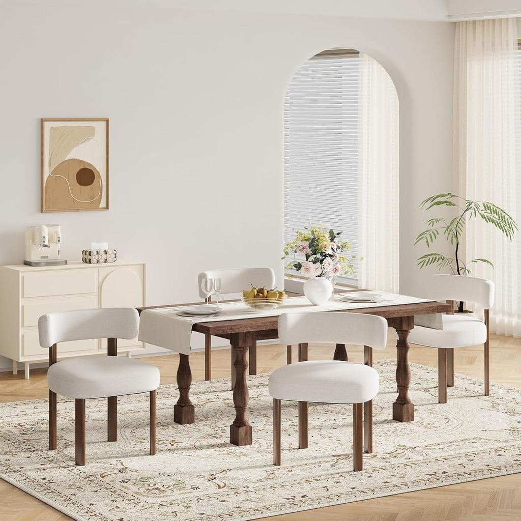 Wooden Dining Chairs Set of 4, Upholstered Kitchen Chairs with Solid Wood Legs, Mid Century Dining Room Chair with