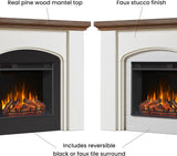 49 Inch Electric Fireplace with Mantel, Freestanding Fireplace Heater with Realistic Log and Flame Effect, Remote Control and Timer, White