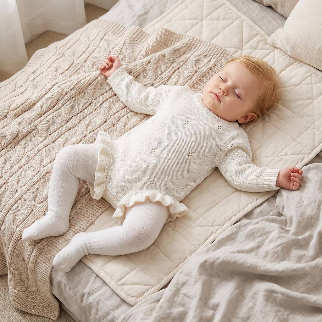 Baby Girl Coming Home Outfit Ruffle Knit Sweater Romper