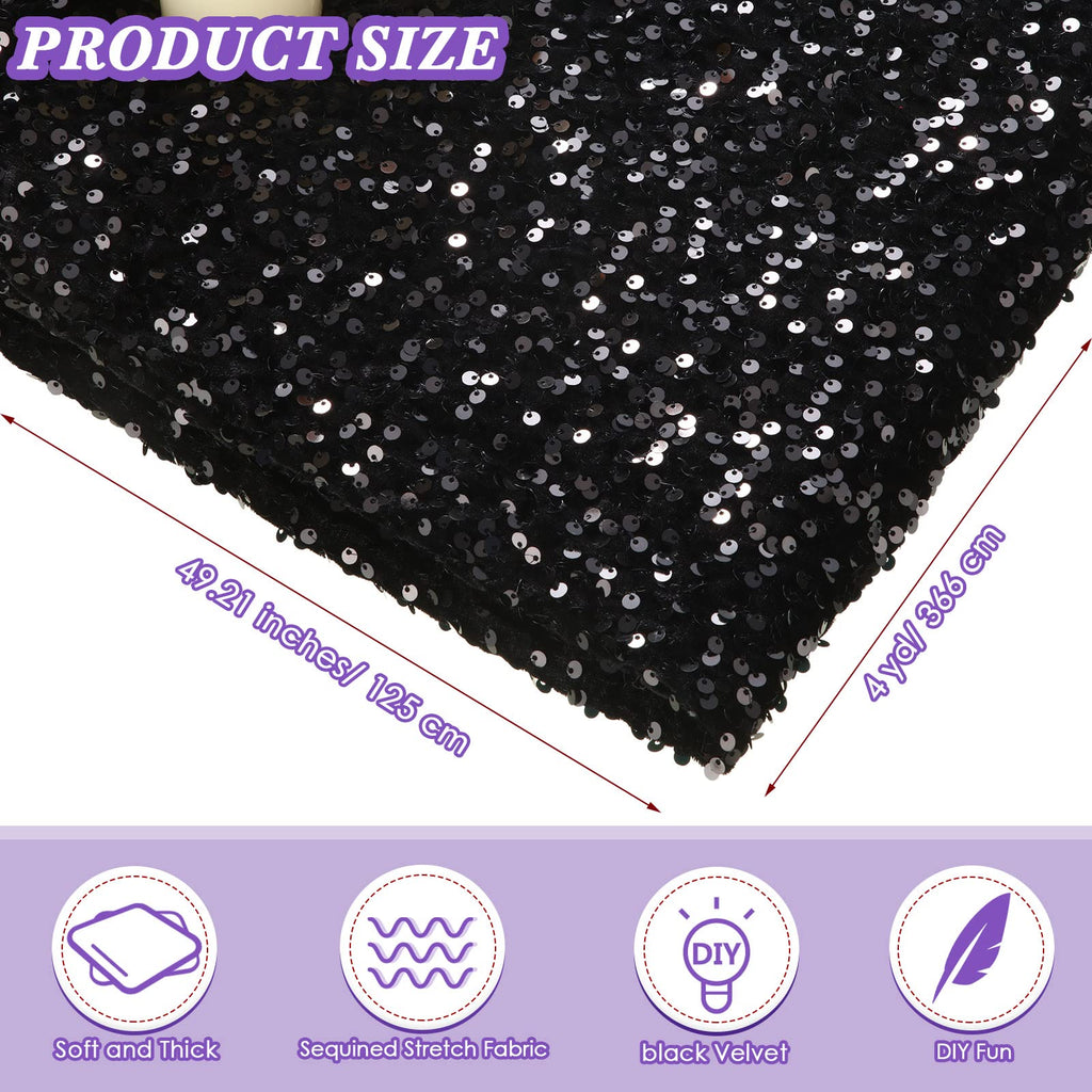 Sequin Velvet Fabric by the Yard Stretch Bling Fabric for Sewing Glitter Tablecloth Sparkly for Dress Table Runner