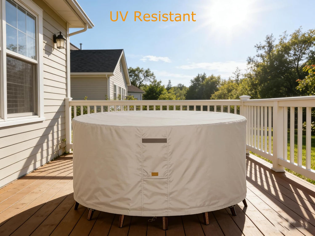 Round Patio Table Cover Outdoor Furniture Waterproof 76" Dia | Patio Furniture Covers 600D Heavy Duty,Outdoor Table