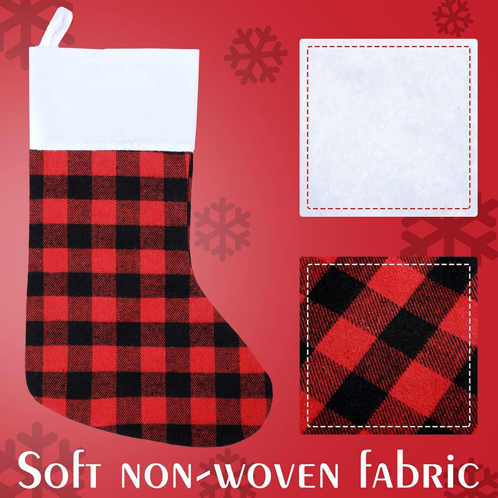 Christmas Stockings Buffalo Plaid for Fireplace,15 Inches - Set of 8
