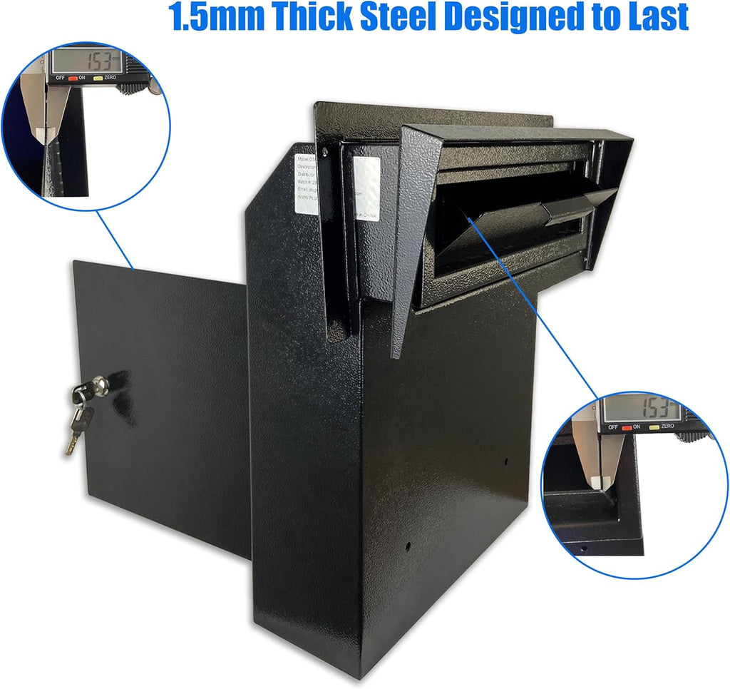 Locking Door Mounted Mailbox with Rear Access Door & Rain Cover, Heavy-Duty Galvanized Steel Mail Drop Box for Letters