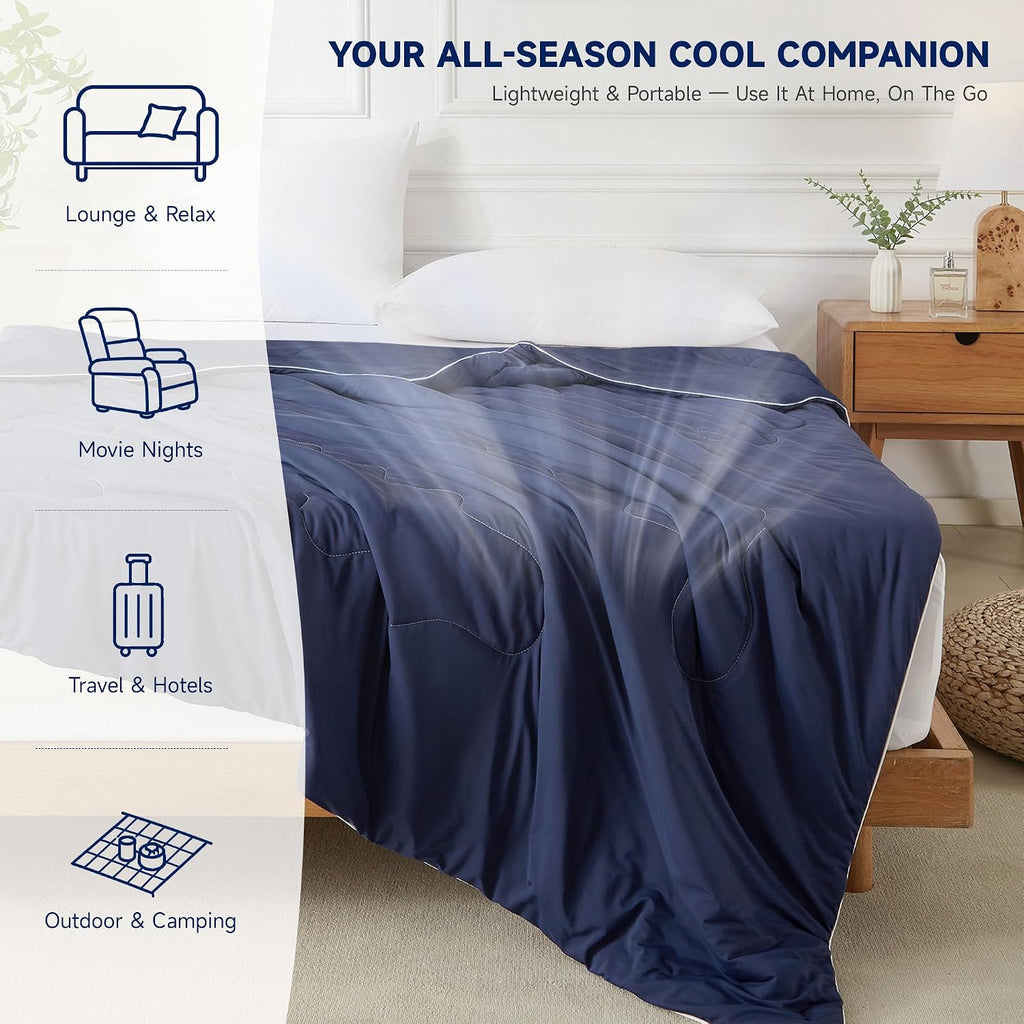 Cooling Comforter Full/Queen Size 90"x90", Cooling Blanket for Hot Sleepers and Night Sweats, Q-Max 0.45 Cool Tech