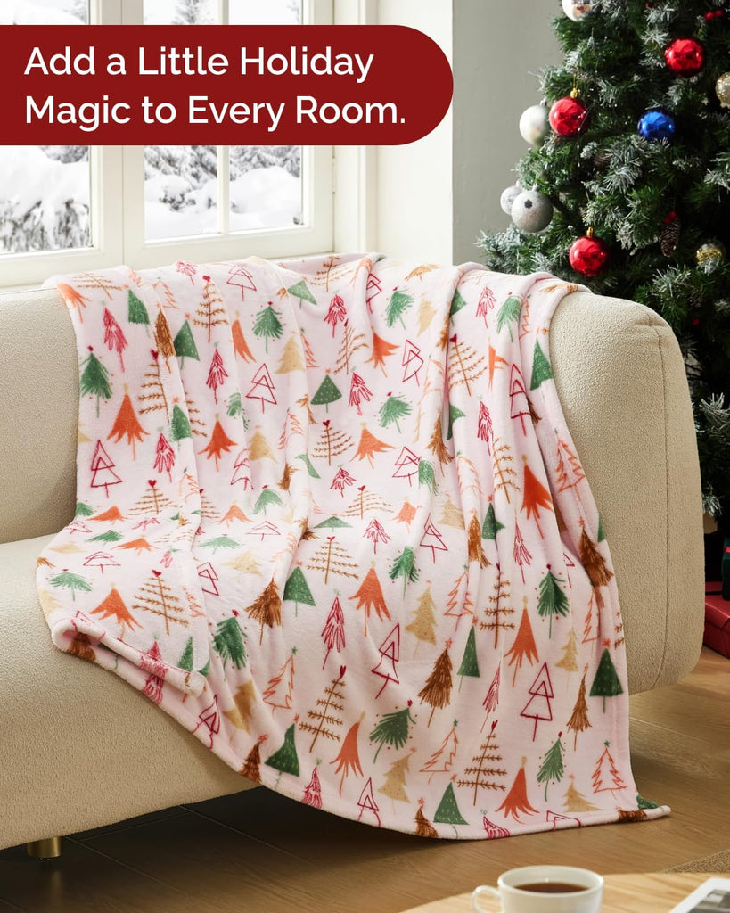 Christmas Fleece Blanket Throw - Flannel Throw - Christmas Tree 2, 50x60