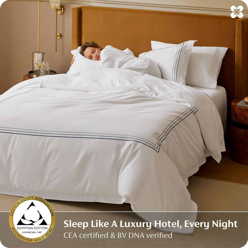 100% Giza Egyptian Cotton Duvet Cover King, CEA Certified Luxury Hotel Duvet Cover, PureWoven Soft & Breathable