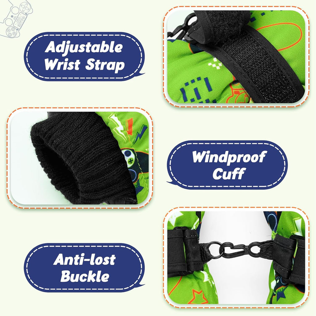 Kids Ski Gloves Waterproof Winter Snow Snowboarding Gloves Non Slip Windproof Sport Mittens for Boys Girls Youth