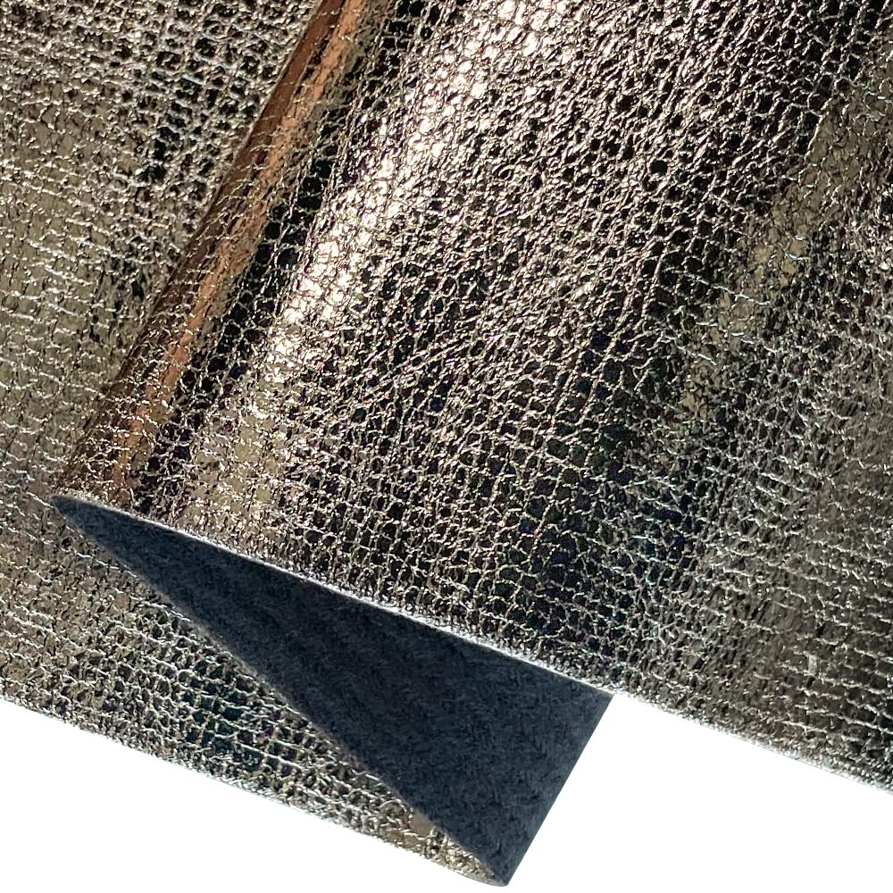 Light Tan Soft Metallic Embossed Textured Faux Leather, 12"×54" Thin PU Vinyl Leather Fabric for Fashion Crafts