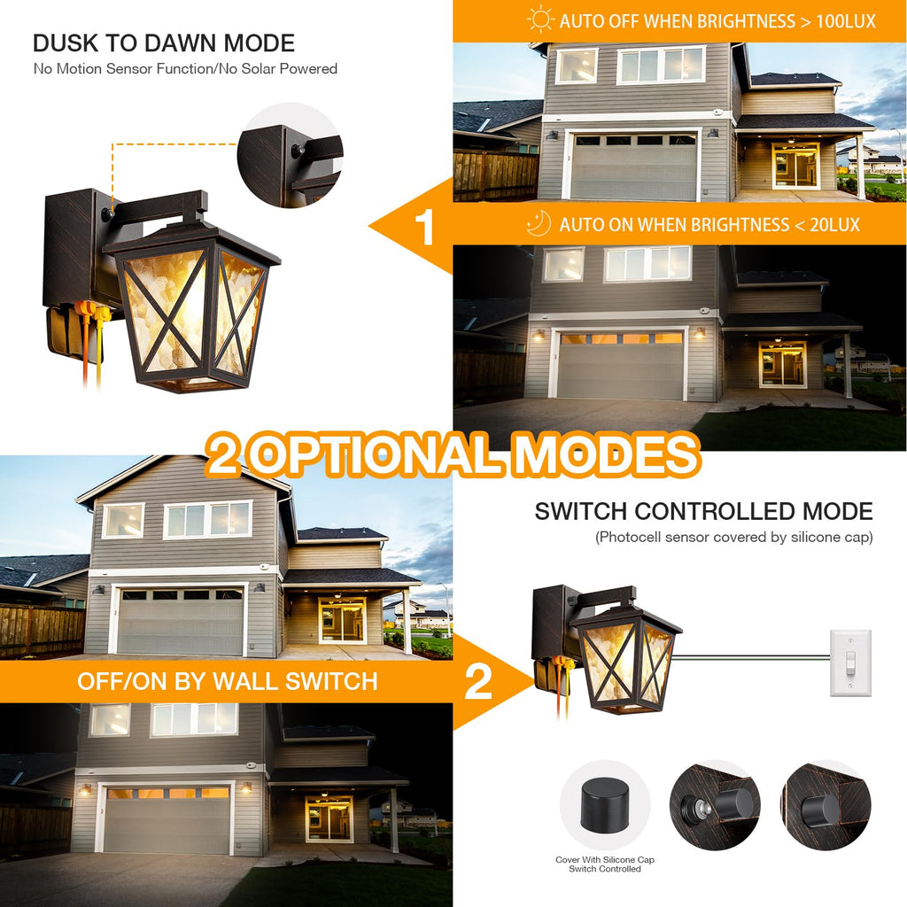 Porch Light with GFCI Outlet Aircraft Grade Aluminum Alloy Bronze 1PC