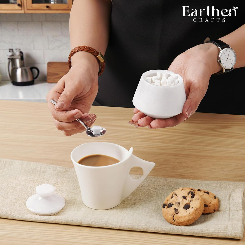 Marble White Salt Cellar with Lid & Spoon, 3 Inch