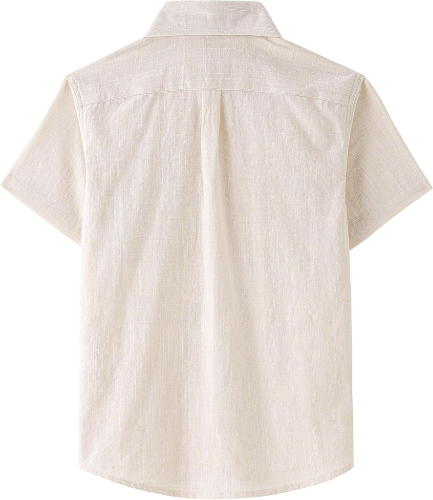 Boys Chambray Button Down Shirt Short Sleeve Casual Cotton Shirts