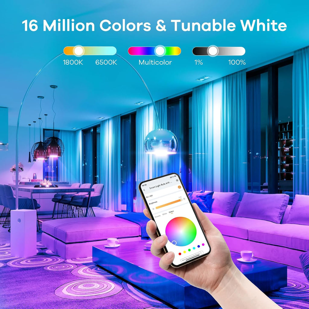 Smart Light Bulbs, Works with Alexa, Google Home, AiDot