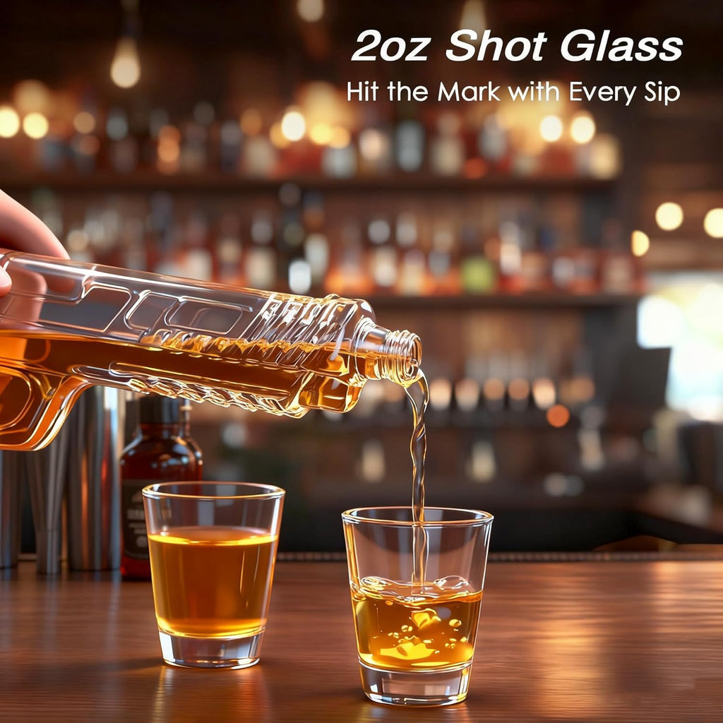 Gifts for Men Dad, 10.5oz/300ML 【Handcrafted】Gun Whiskey Decanter Set with Shot Glass, Unique Birthday Gifts for Men - Set of 4