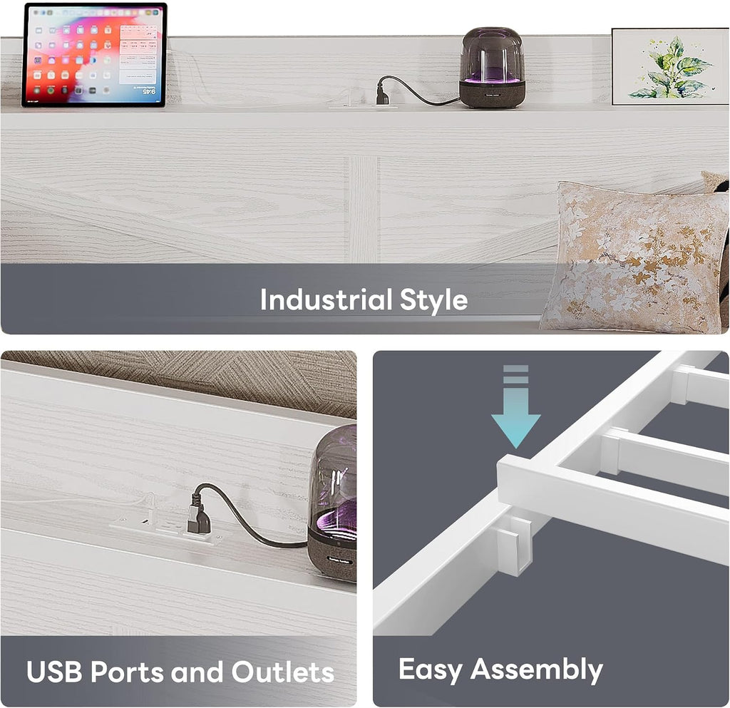 Twin Daybed with Pop Up Trundle & Charging Station & Storage Shelf | Pop Up Trundle with Smooth Wheels, Strong