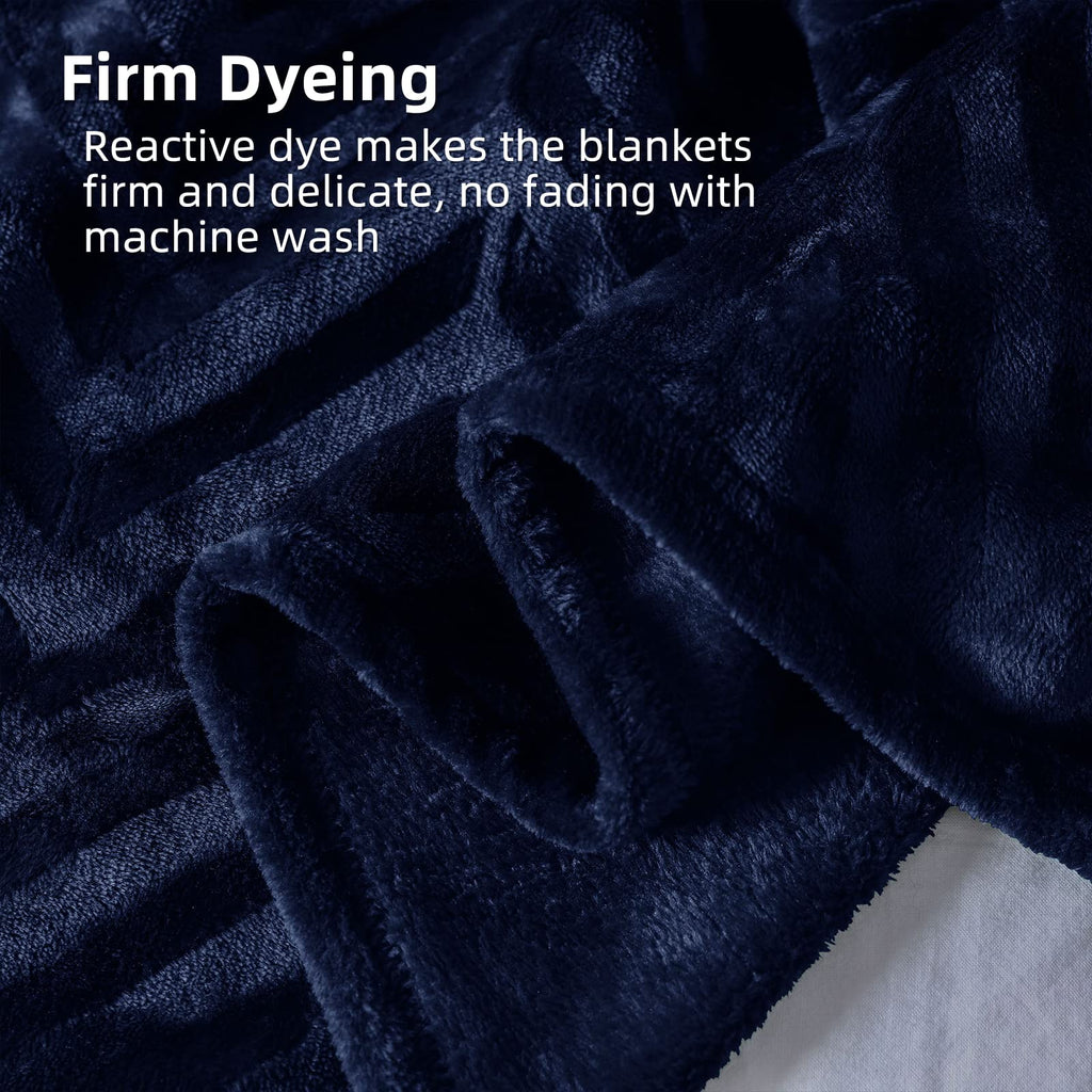 Flannel Fleece Fall Throw Blanket for Couch, Navy Blue