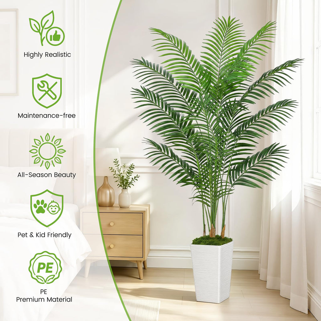 Artificial Palm Tree, 6FT Tall Fake Plant, Faux Tropical Areca Tree