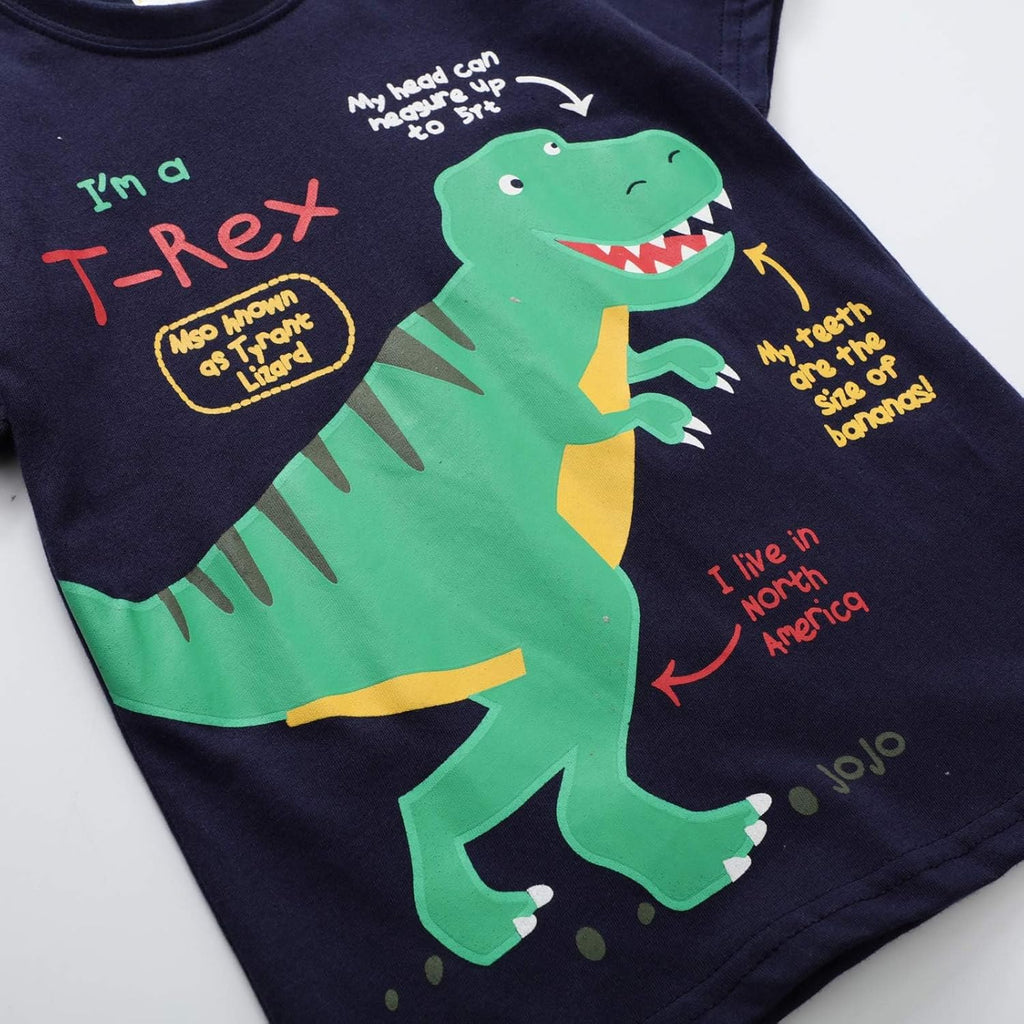 Boys Dinosaur T-Shirts Crewneck Short Sleeve Shirts Pack Toddler Tops