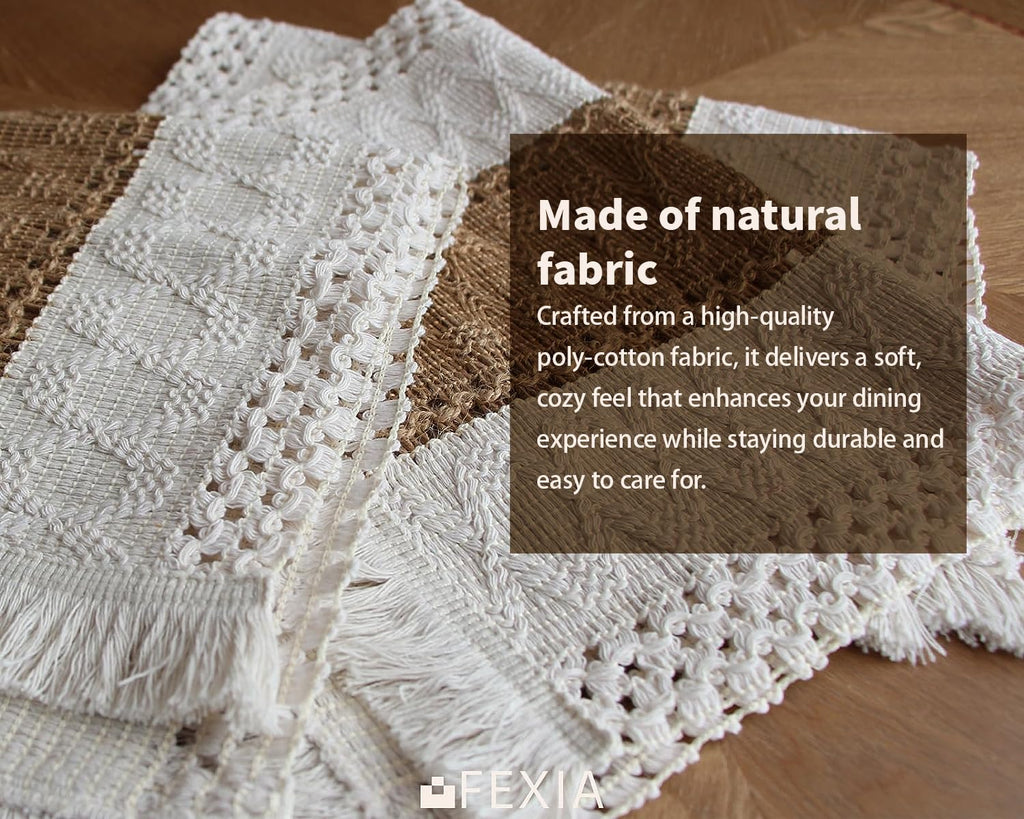 Boho Placemats, Macrame Table Mats Farmhouse Dining Decor - Set of 6