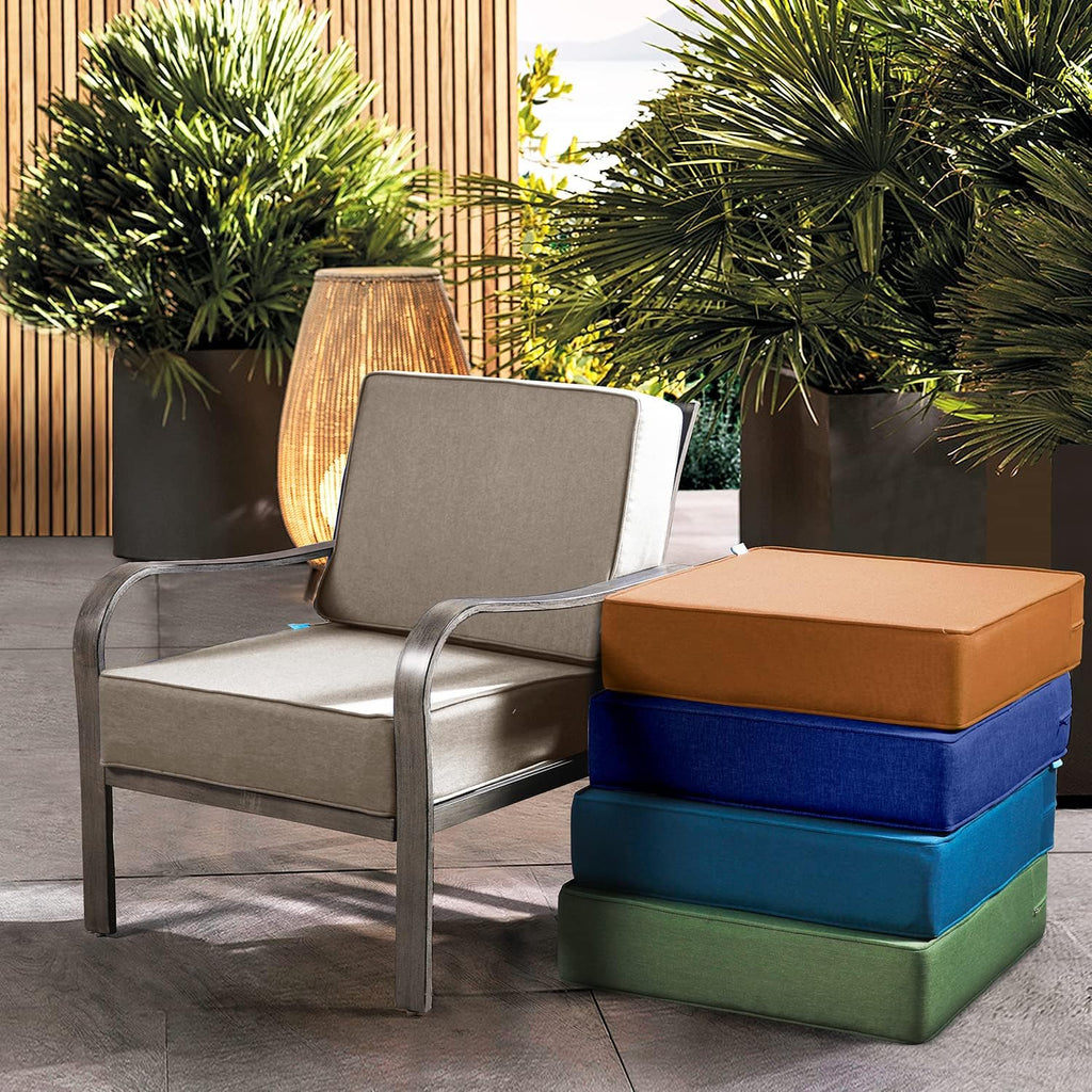 24"x24"x6" Patio Deep Seat Bench Cushion Covers,Khaki | Outdoor Replacement Seat And Back Cushion Covers With Zipper