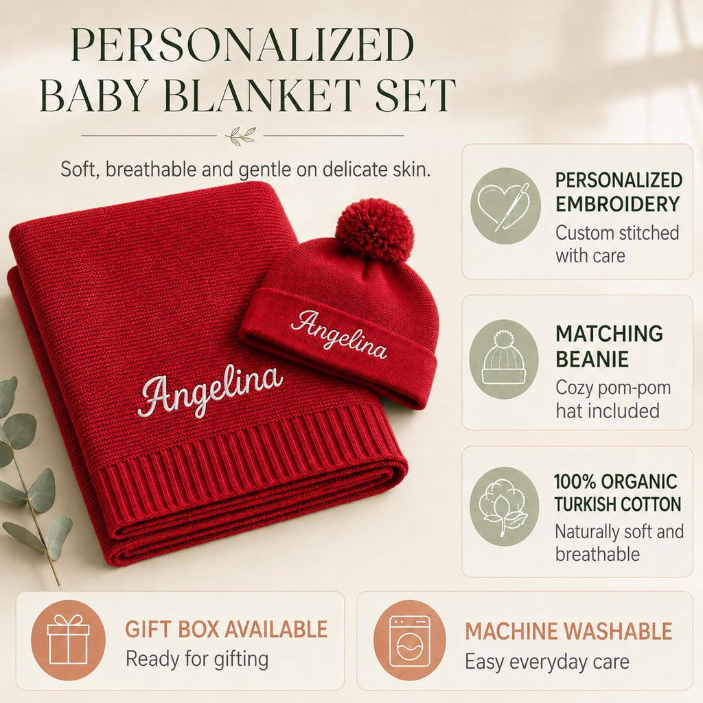 Blanket with Name, GOTS Organic Custom Baby Blanket