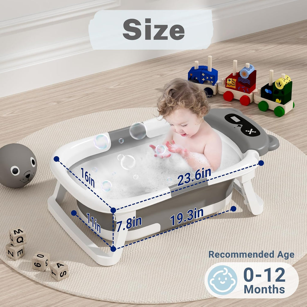 Baby Bathtub,Collapsible Bathtub for Newborn to Toddler,Durable Essential Infant Bath Tub,Portable Travel Baby Tub